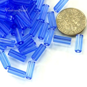 Tube Beads, 10x4mm, Blue, Sapphire, Atlas Beads, Length Drilled, Faceted Tube Beads, Accent Beads, Spacer Beads,  30 Pieces, 186