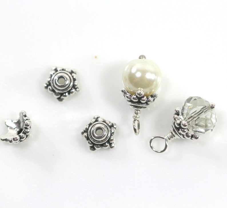 9mm Jewelry Findings TierraCast Star Bead Caps Beaded Star Bead Caps Antiqued Fine Silver Plated Lead Free Pewter