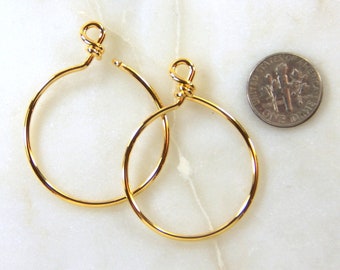 TierraCast Wire Hoops, Medium Size, 32mm ID, 15 Gauge, From TierraCasts Wolds Away Mini Collection, Gold Plated Brass, 2 Pieces