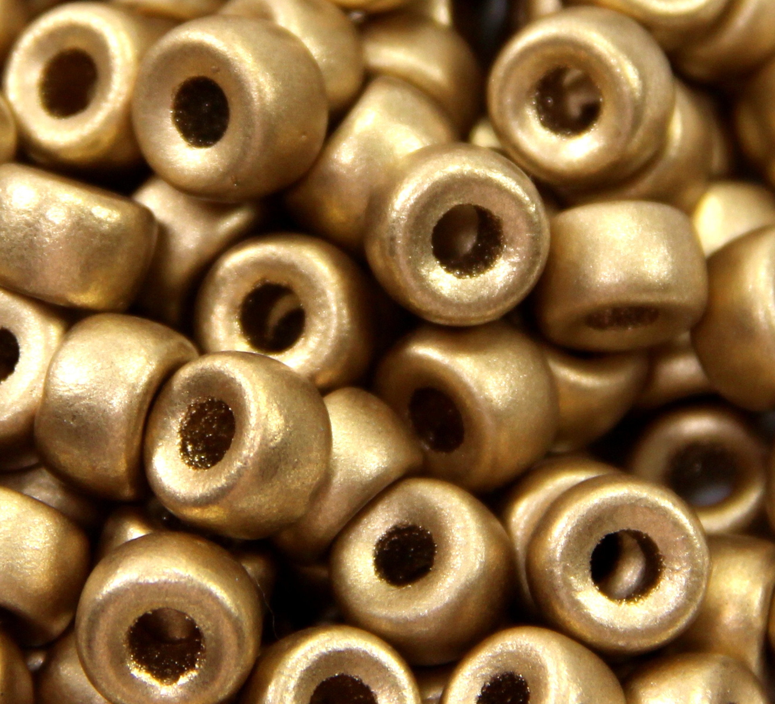 Pony Beads , 9mm W/3.5mm Hole, Matte Gold, Rondelle Beads, Roller Beads,  Czech Glass Beads, Large Hole Beads, Accent Beads, 160 