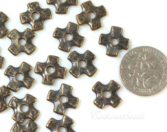 Cross Embellishments, TierraCast, Rivetable Cross, Leather Adornments, Leather Crafts, 2.5mm Hole, Antique Brass,  4 Pieces