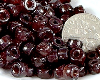 6mm. Crow, Pony Beads, w/2mm Hole, Transparent Garnet Red, Beads, Roller Beads, Czech, Large Hole Beads, Accent Beads,  50 Beads, 25