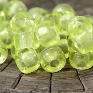 Pony Beads , 9mm w/3.5mm Hole, Yellow, Jonquil, Rondelle Beads, Roller Beads, Czech Beads, Large Hole Beads, Accent Beads, 20 Pieces, 0032