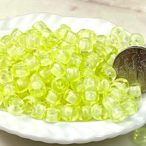 6mm. Pony Beads, w/2mm Hole, Transparent Jonquil Yellow, Beads, Roller Beads, Czech, Large Hole Beads, Accent Beads, 68