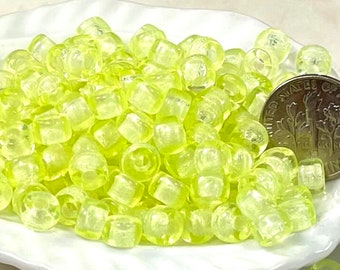 6mm. Pony Beads, w/2mm Hole, Transparent Jonquil Yellow, Beads, Roller Beads, Czech, Large Hole Beads, Accent Beads, 68