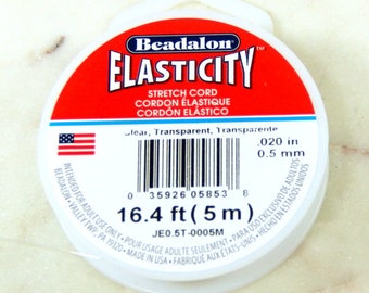Beadalon Elasticity Stretch Cord,  .020 Inch, 0.5mm, Tansparent, 16.4 Feet