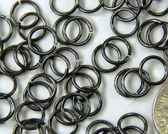 TierraCast Jump Rings, 6 mm 19 Gauge Round Jump Rings, Chain Mail Findings,  Loops, 6mm Antiqued Black Plated