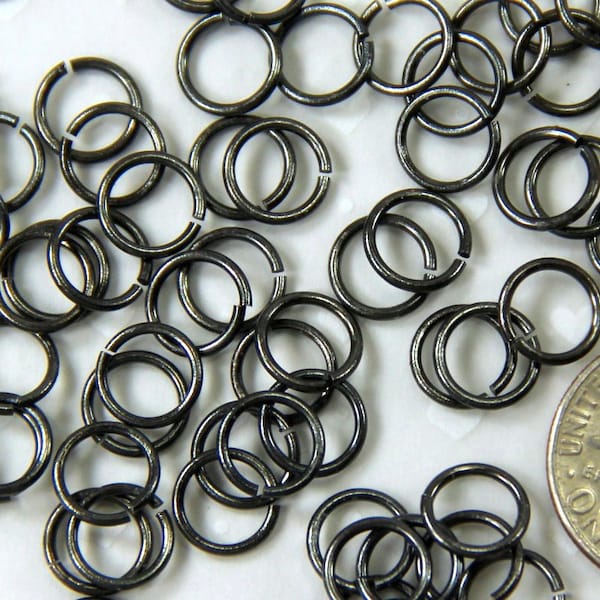 TierraCast Jump Rings, 6 mm 19 Gauge Round Jump Rings, Chain Mail Findings,  Loops, 6mm Antiqued Black Plated