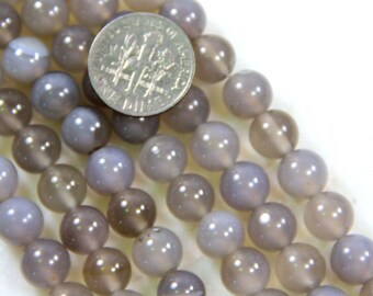 Gray Agate Beads, 8mm, Gloss Finish, 25 Pieces