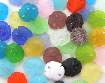 Ciondolo con perlina a forma di piccoli dollari di sabbia, colore a scelta, 21 mm x 12 mm, 2 pezzi
