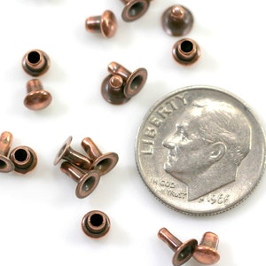 TierraCast Compression Rivets, 4 mm Metal Rivets, Small Copper Rivets, Leather Findings, Antiqued Copper Plated,  10 Sets