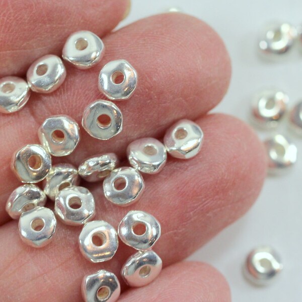 Nugget Coin Beads, TierraCast, 5 mm Heishi Spacer Beads, 5mm,Spacer Beads, Accent Beads, Silver Plated