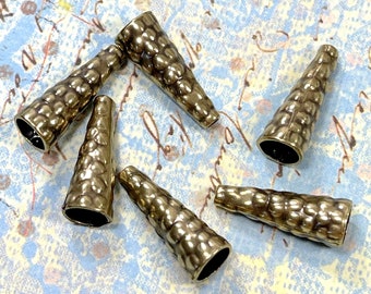 Bead Cones, 17x7mm, Oxidized Brass, 6 Pieces