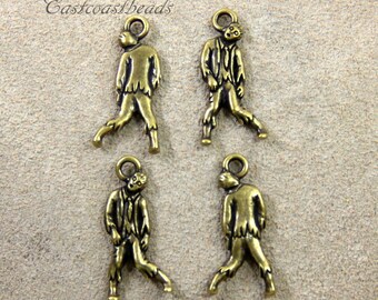 TierraCast Zombie Charms, Brass Zombie Drops, Halloween, Antiqued Brass Plated Lead Free Pewter, 4 Pieces