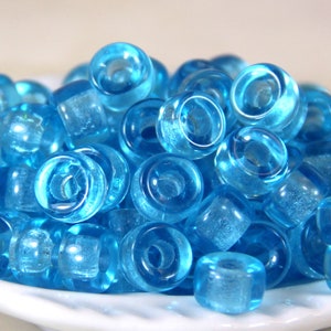 Krähe, Pony-Perlen, 9 mm w / 3,5 mm Loch, Transparente Aqua Blue Rondell-Perlen, Roller-Perlen, Tschechische, Großloch-Perlen, Akzent-Perlen, 103
