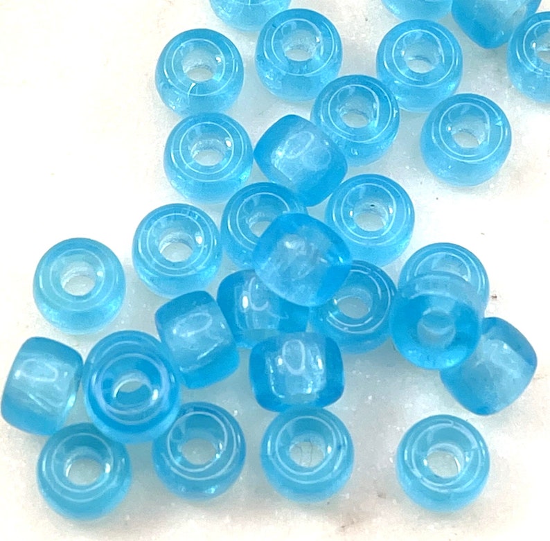 Pony Beads, 6mm w/2mm Hole, Aqua Blue w/Gloss Finish, Czech Glass Beads, Large Hole Beads, Accent Beads, 121 image 6