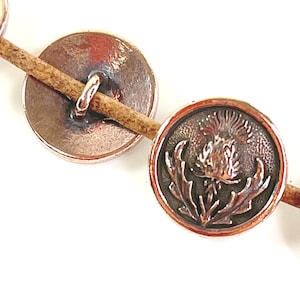 Boutons « Thistle » TierraCast, boutons tige en métal, accessoires en cuir, boutons bijoux, cuivre vieilli, 2 pièces