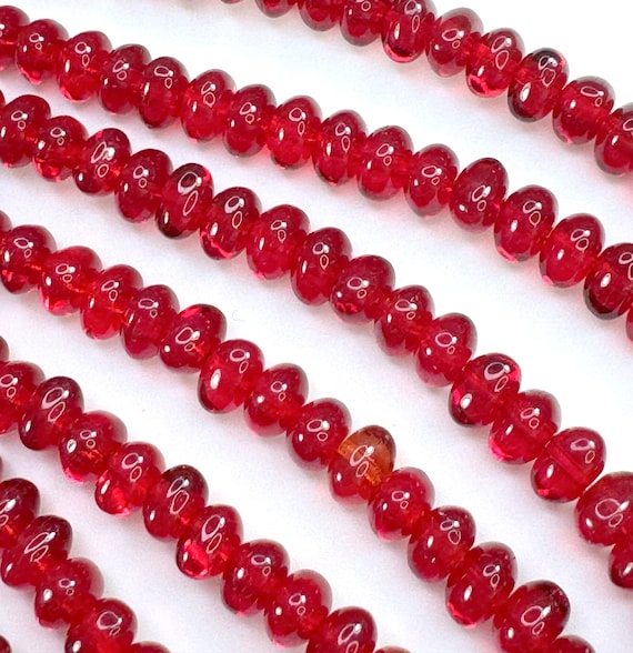 Potato Beads, Siam Red w/Glossy Finish, Glass Beads, 4x6mm. Accent Beads.  Small Spacer Beads, Czech Beads, 30 Pieces