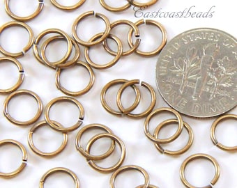 TierraCast Jump Rings, 6 mm 19 Gauge Jumprings, Round Jump Rings, Chain Male Findings, Antiqued Solid Brass