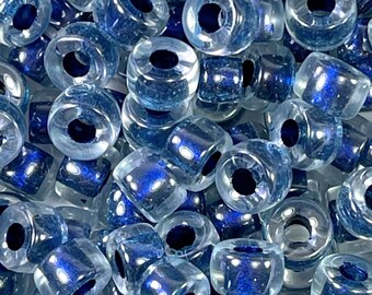 Miyuki, Royal Aqua Color Lined Crystal Pony Beads, 9mm, w/3.5mm Hole, Roller Beads, Large Hole Beads, Accent Beads, 61