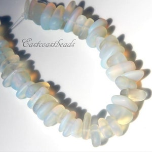 Pebble Beads, Moonstone Opal, About 12 x 9 x 3 mm., Cultured Beach Sea Glass, Drilled, 22 Pieces image 2