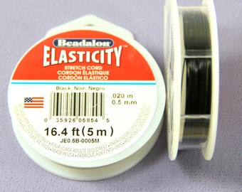 Beadalon Elasticity Stretch Cord,  .020 Inch, 0,5mm, Black, 16.4 Feet