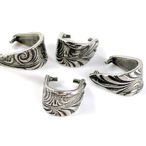TierraCast Pinch Bail, Large Jardin Pinch Bail, Dulce Vida Collection, Jewelry Findings, Antiqued Pewter Finish, 2 Pieces