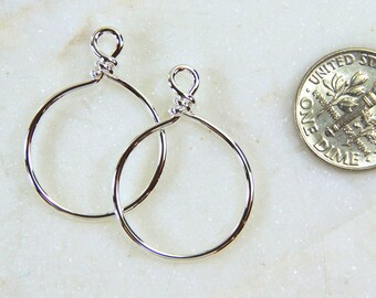 TierraCast Wire Hoops, Sm. Size, 20mm ID, 17 Gauge, From TierraCasts Wolds Away Mini Collection, Silver Plated Brass, Sold By The Pair