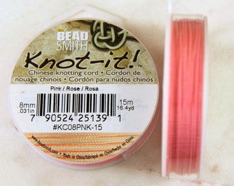 Knot-it Chinese Knotting Cord By BeadSmith, 8mm(.031in), 16.4 Yard Spool, Pink Color