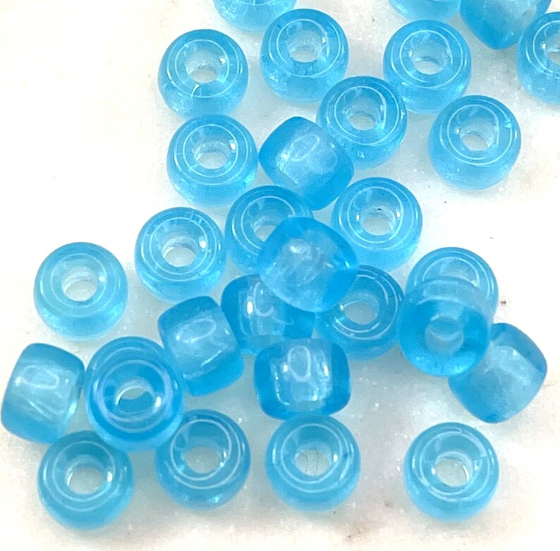 Perles poneys, trou 6 mm / 2 mm, bleu aqua avec finition brillante, perles de verre tchèques, grand trou, perles de contraste, 121 image 4
