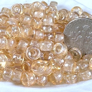 6mm. Crow, Pony Beads, w/2mm Hole, Champagne w/Gloss Finish, Beads, Roller Beads, Czech, Large Hole Beads, Accent Beads,  50 Beads, 98