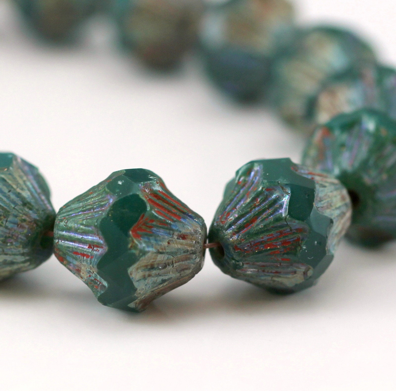10 12 x 8 mm Polished Rectangles Teal Tortoise Picasso