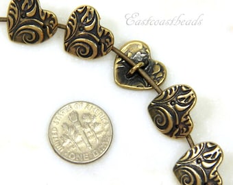 TierraCast Button, Amor Heart Metal Buttons, Dulce Vida Collection Buttons, Metal Shank Buttons, Antiqued Brass