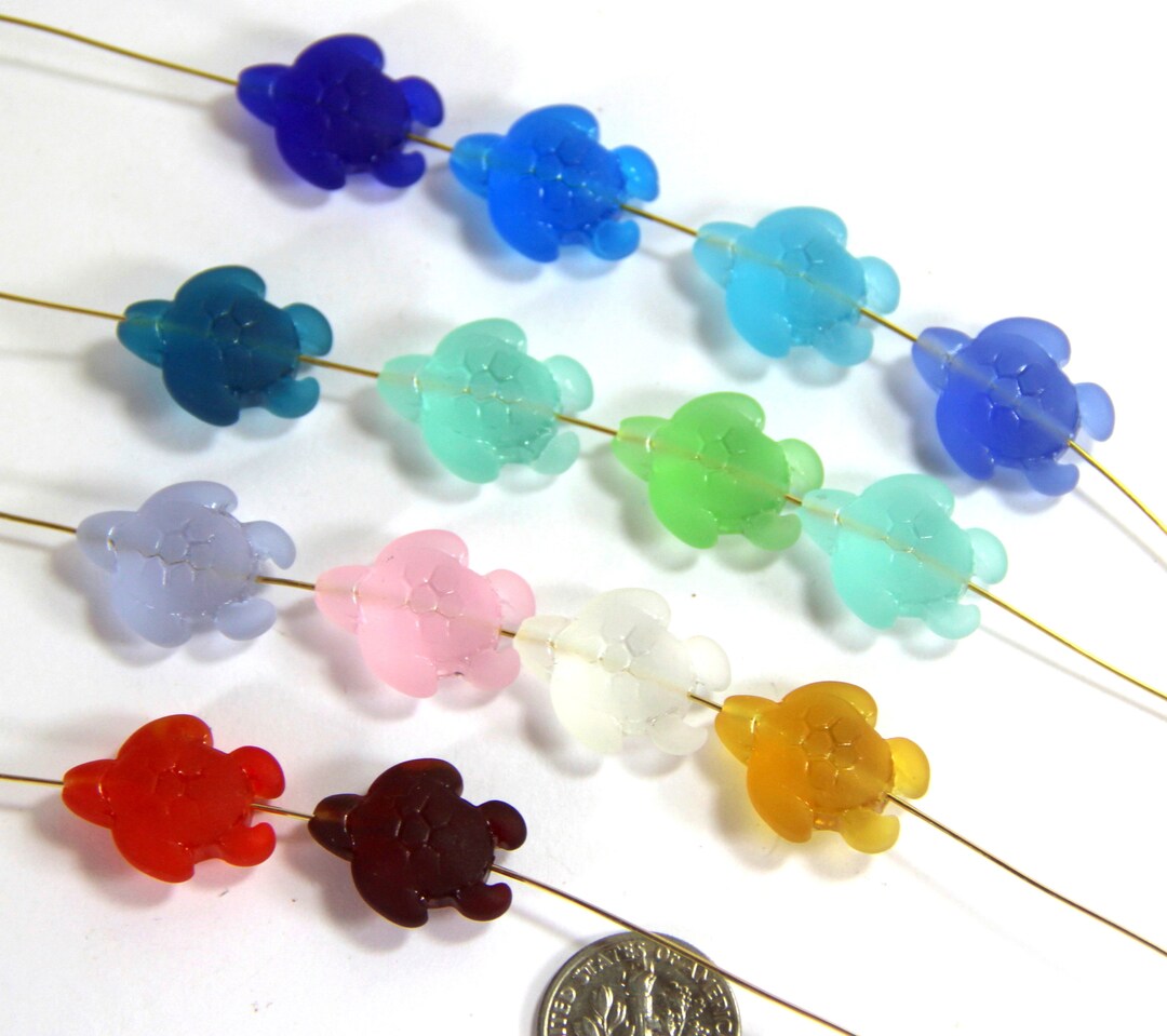 Frosted Sea Glass Shield Pendant Beads – You Pick Color! Matte Finish, 2 Pieces - View #5