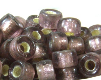 Pony Beads, 9mm w/3.5 Hole, Light Amethyt w/Silver Lining, Roller Beads, Czech Glass Beads, Large Hole Beads, Accent Beads, 155