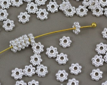 Beaded Heishi Beads, 4 mm, Disk, Coin Beads, Spacer Beads, 4mm, Daisy  Beads, Accent, Silver Plated,