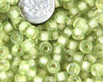 Pony Beads, 6mm w/2mm Hole, Jonquil w/AB Gloss Finish, Czech Glass Beads, Large Hole Beads, Accent Beads, 50 Pieces, 84