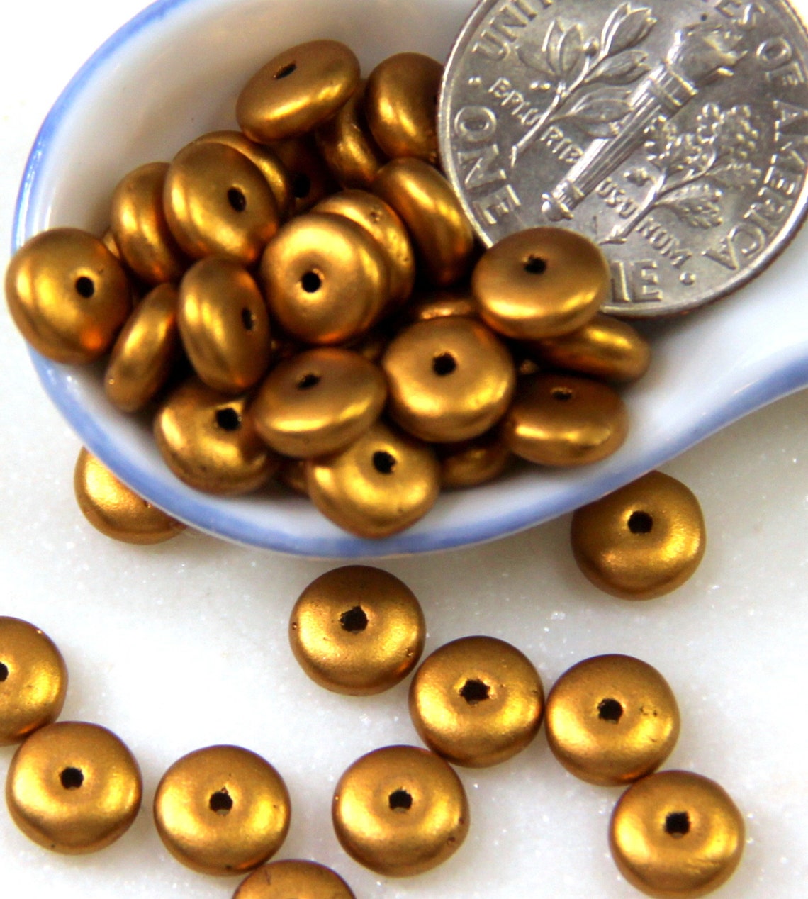 Coin Beads 6mm Antiqued Metallic Gold w/Matte Finish Etsy