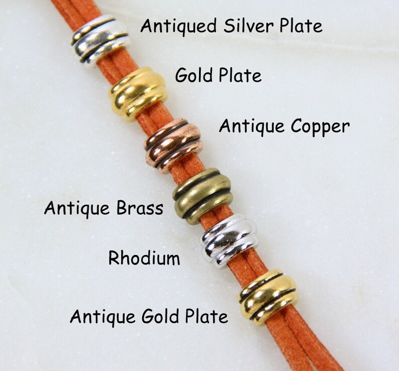 TierraCast Deco Slide Beads Small Hole Beads Small Deco Beads Antiqued Brass Leather Findings 10 Pcs 4x2mm Barrel Beads 0327