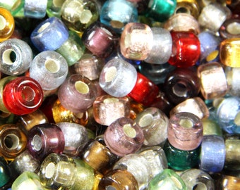Pony Beads, 9mm w/3.5 Hole Color Mix w/Silver Lining, Roller Beads, Czech Glass Beads, Large Hole Beads, Accent Beads