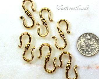 TierraCast Clasps, Classic S Hook Clasps,  Leather Findings, Jewelry Findings, S Hook Closures,, Antiqued Gold PLate