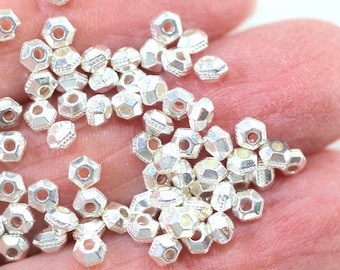 3mm Faceted Heishi Bead, TierraCast Beads, Jewelry Findings, 3 mm Tiny Beads,  Fine Silver Plated Lead Free Pewter...036