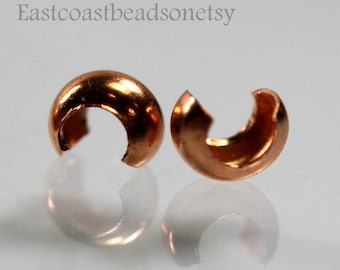 TierraCast Crimp Bead Covers, 3mm Copper Crimp Bead Covers, Jewelry Findings, Bright Copper