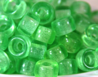 Cuentas Crow, Pony Beads, 9 mm con agujero de 3,5 mm, verde menta transparente, cuentas, cuentas de rodillo, checas, cuentas de agujero grande, cuentas de acento, 110