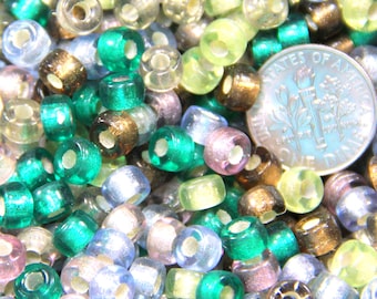Pony Beads, 6mm w/2mm Hole, 8 Color Mix w/Silver Lining/Gloss Finish, Czech Glass Beads, Large Hole Beads, Accent Beads, 50 Pieces, D8