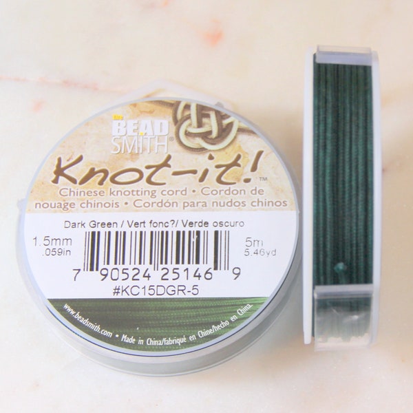 Knot-it Chinese Knotting Cord By BeadSmith,- 1.5mm(.031in),- 5.46 Yard Spool, Dark Green