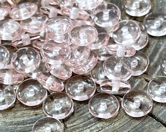 Coin Beads, 6mm, Pink w/Glossy Finish, Petite Flat Spacer, Heishi, Discs, Czech Glass, 6 mm, Center Drilled Beads, 50 Pieces