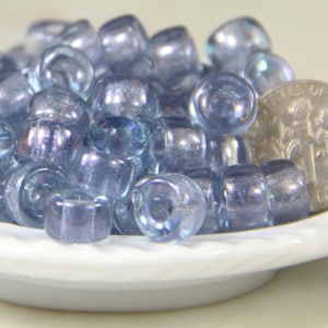 Krähe, Pony Perlen, 9 mm w / 3,5 mm Loch, Transparent Blau Luster, Perlen, Roller Perlen, Tschechische, Großloch Perlen, Akzent Perlen, 88