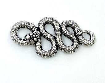 TierraCast Rattlesnake Connector Links, Double Sided, Antiqued Fine Silver Plated Lead Free Pewter, 4 Pieces