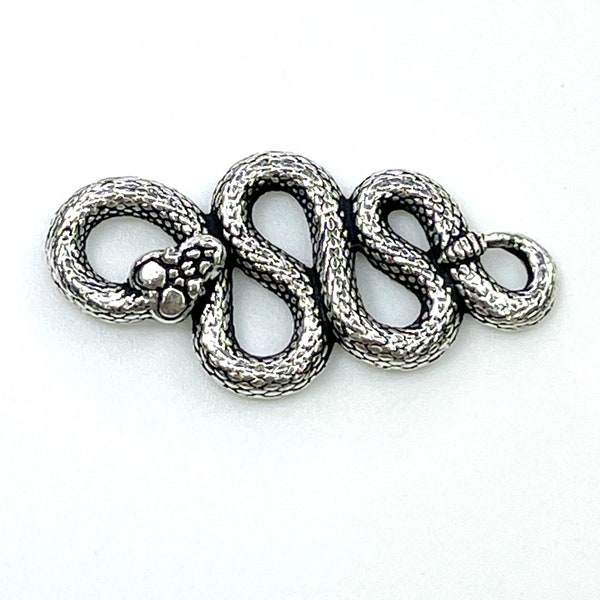 TierraCast Rattlesnake Connector Links, Double Sided, Antiqued Fine Silver Plated Lead Free Pewter, 4 Pieces